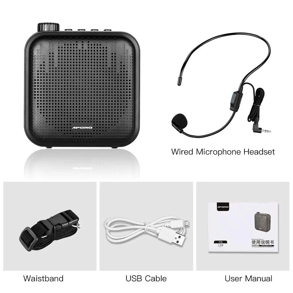 Portable Voice Amplifier with Wired Microphone