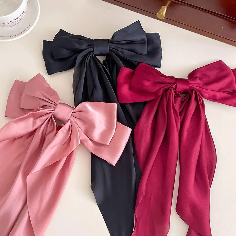 3-Piece Satin Ribbon Hair Clip Set