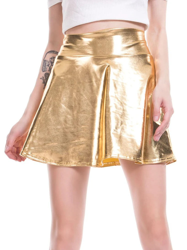Lucky Me Metallic Pleated Mini Skirt