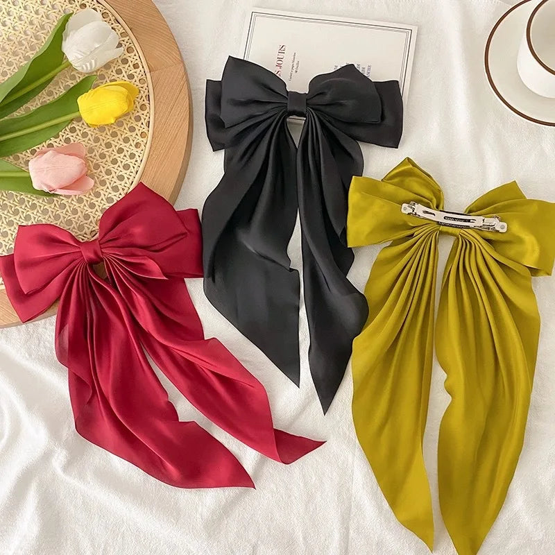 3-Piece Satin Ribbon Hair Clip Set
