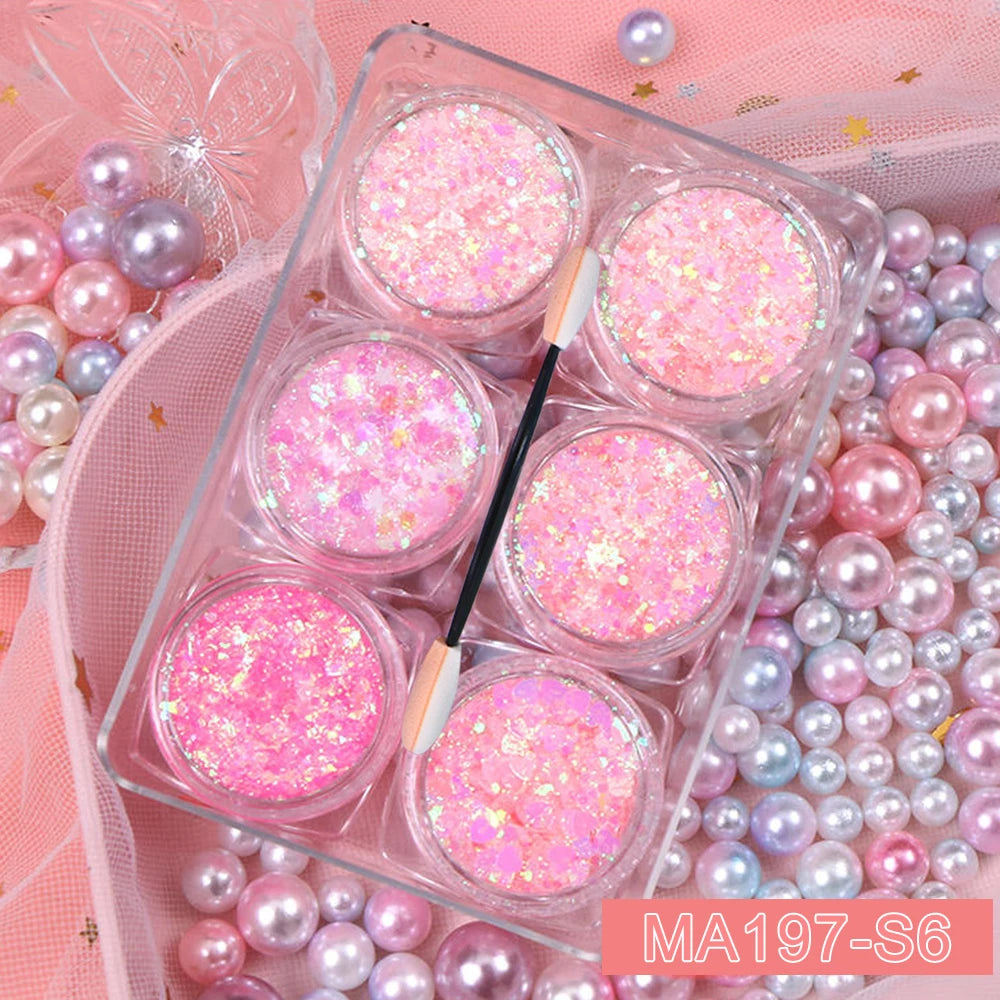 Pastel Eyeshadow Glitter Gel Cream, set of 6