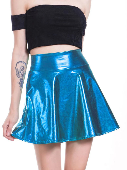 Icy Metallic Pleated Mini Skirt