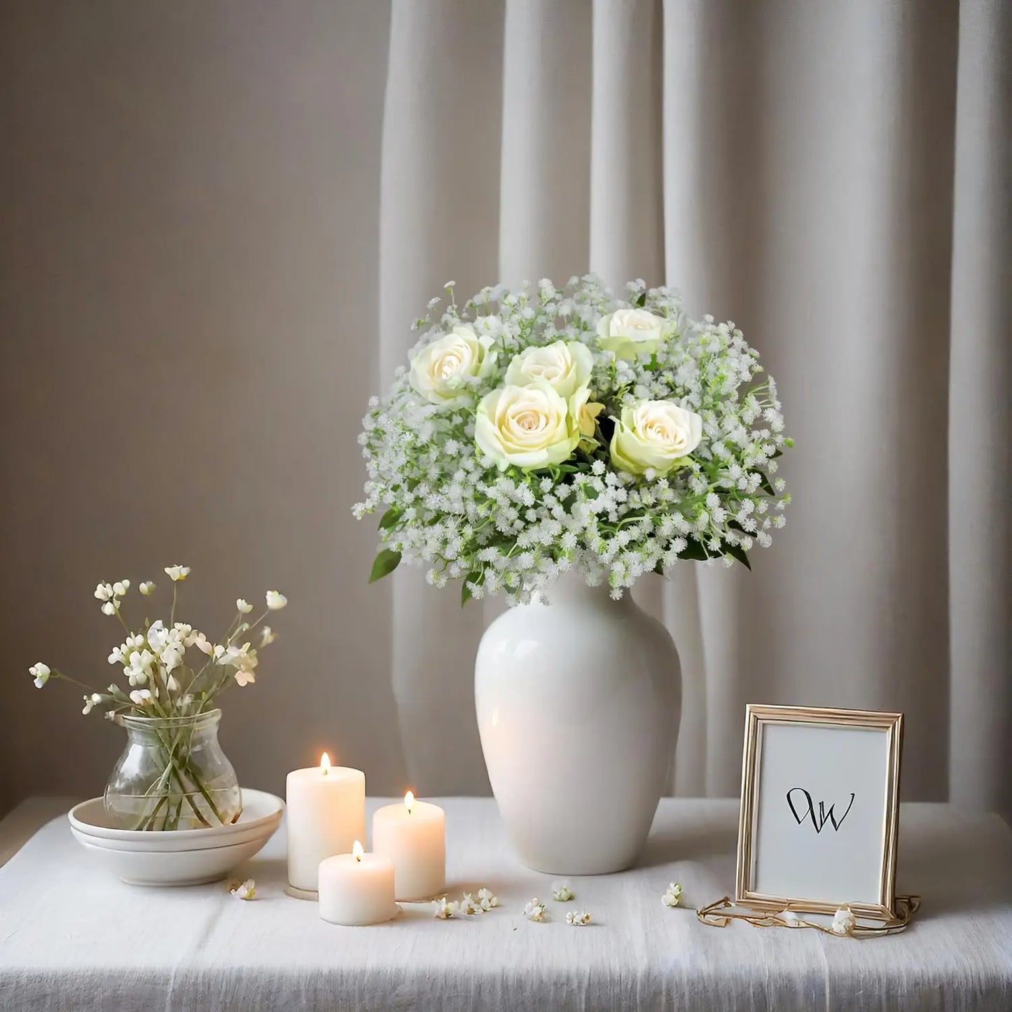 Artificial Baby's Breath and Decorative Leaves