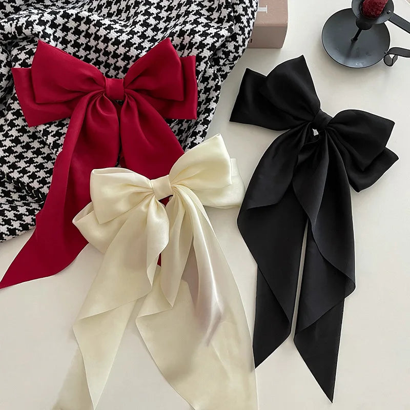 3-Piece Satin Ribbon Hair Clip Set