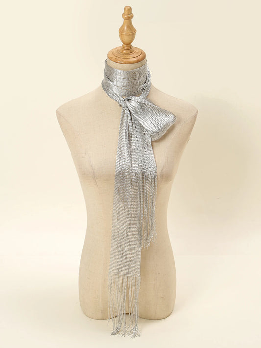 Silver Trendy Skinny Scarf