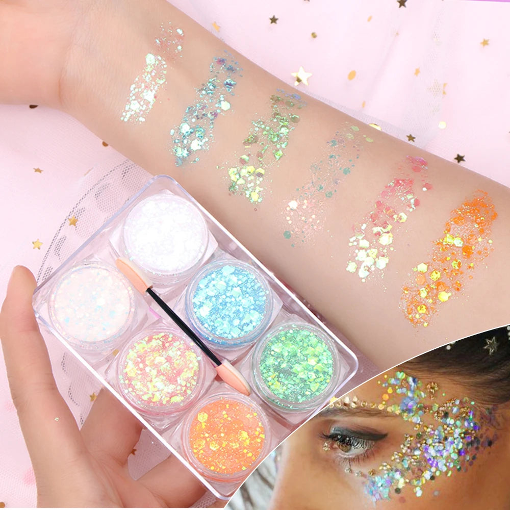 Pastel Eyeshadow Glitter Gel Cream, set of 6