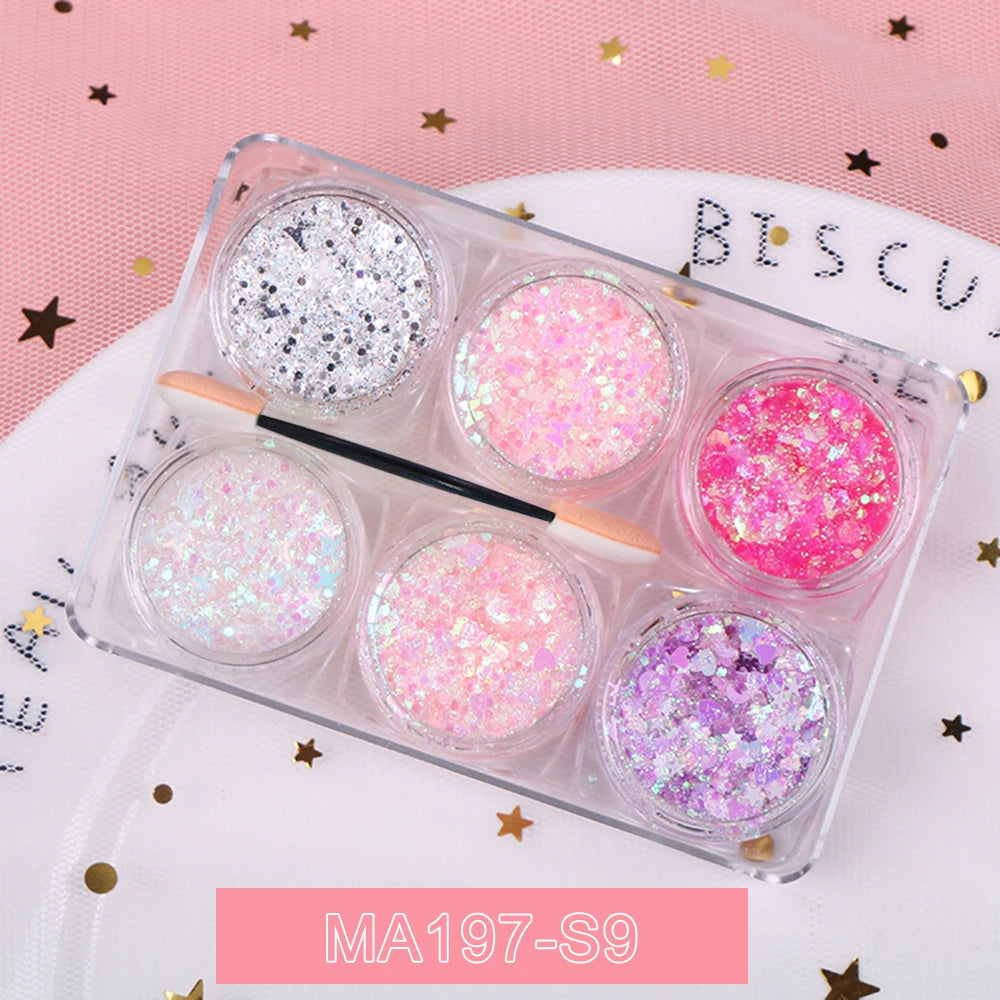Pastel Eyeshadow Glitter Gel Cream, set of 6