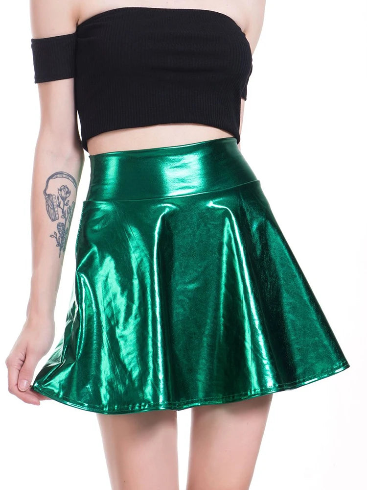 Lucky Me Metallic Pleated Mini Skirt