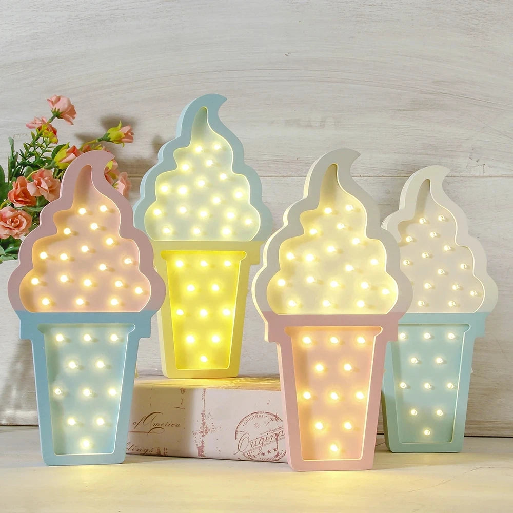 Wooden Ice Cream LED Light