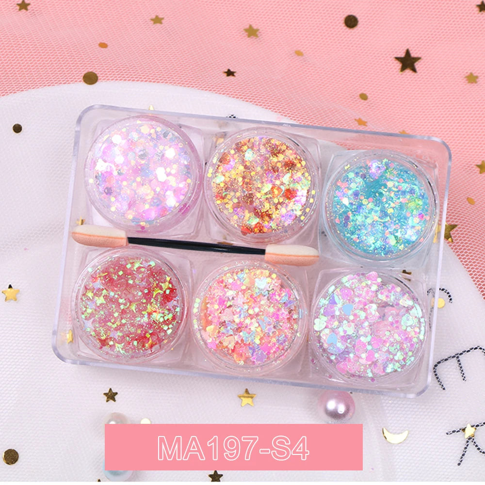Pastel Eyeshadow Glitter Gel Cream, set of 6