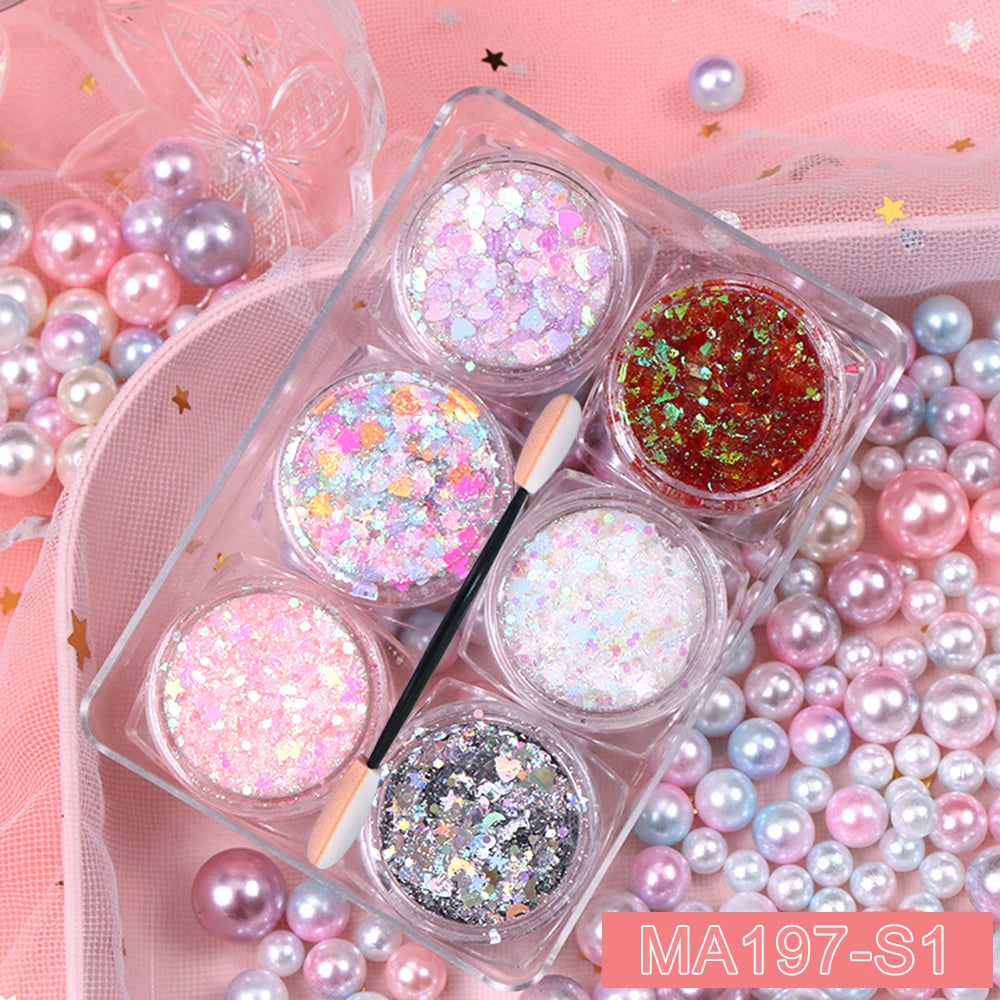 Sporty Eyeshadow Glitter Gel Cream, set of 6