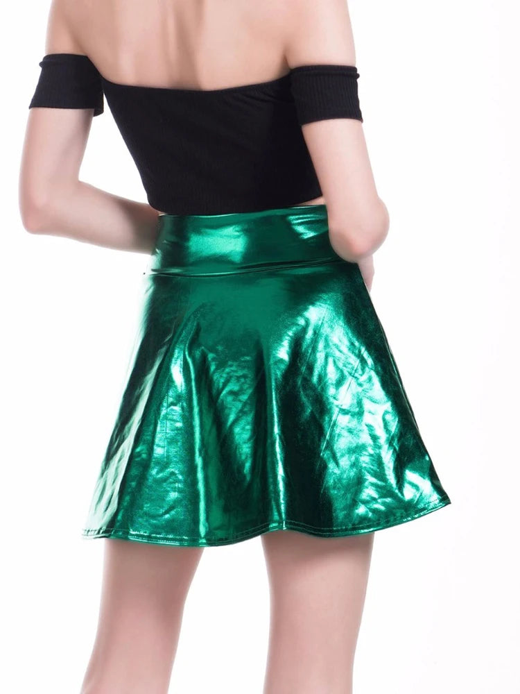Lucky Me Metallic Pleated Mini Skirt
