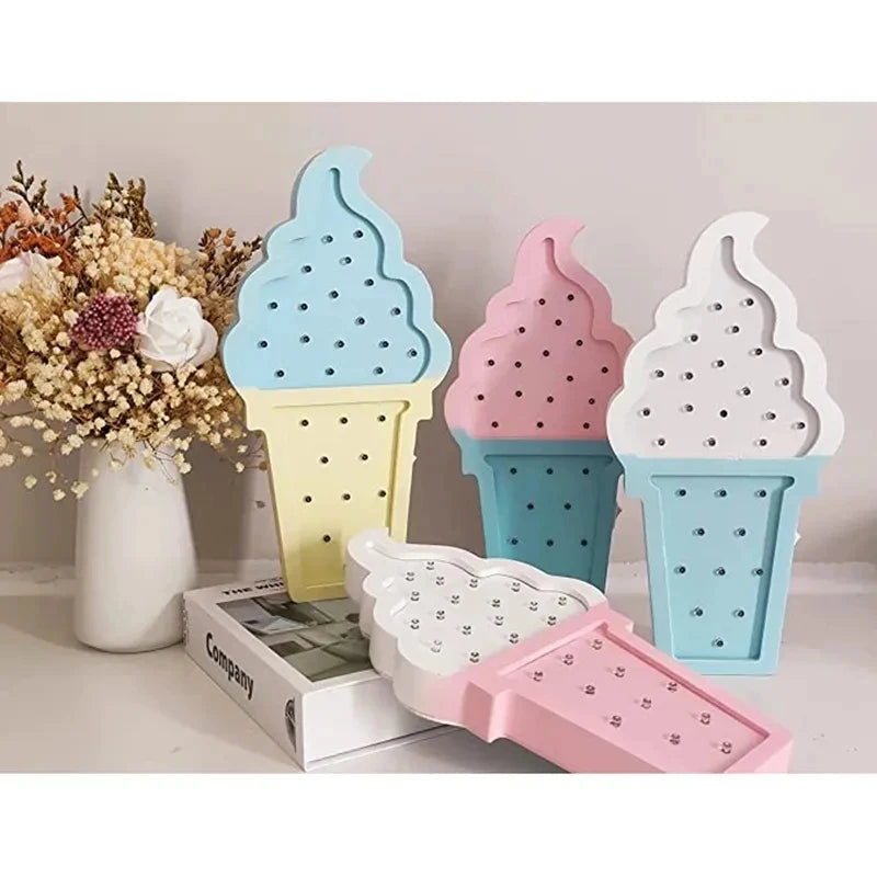 Wooden Ice Cream LED Light
