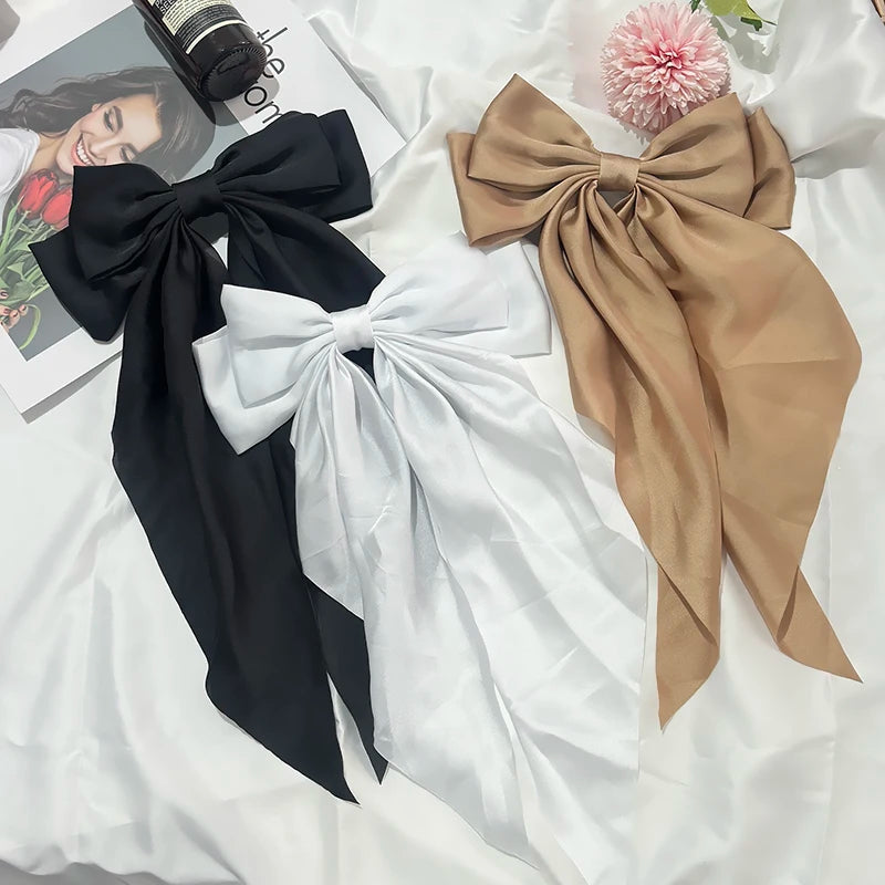 3-Piece Satin Ribbon Hair Clip Set