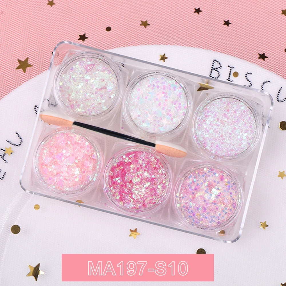Pastel Eyeshadow Glitter Gel Cream, set of 6
