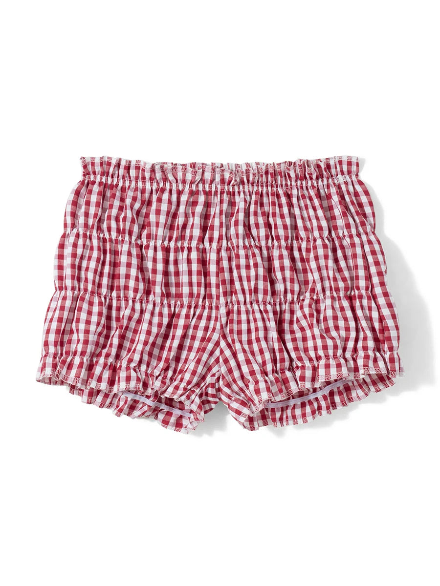 Green Trendy Checkered Bloomer Shorts