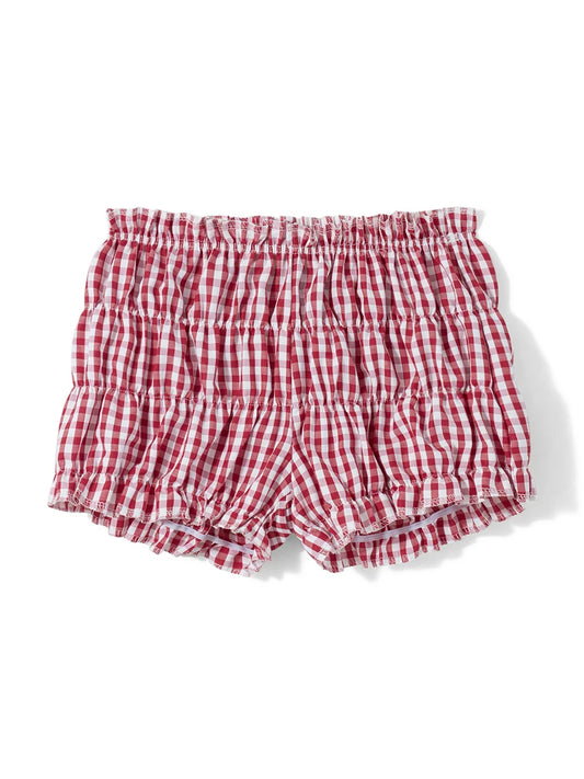 Red Trendy Checkered Bloomer Shorts