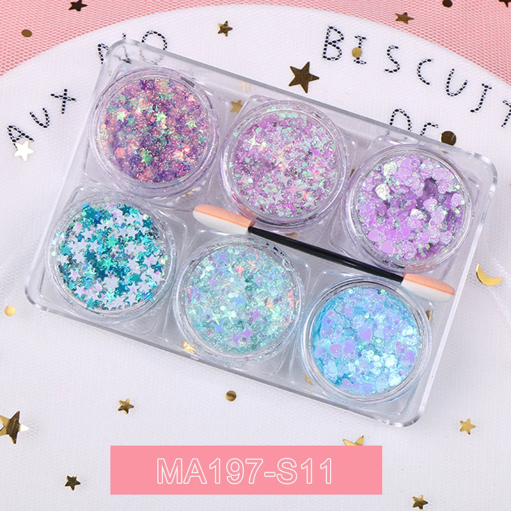 Pastel Eyeshadow Glitter Gel Cream, set of 6