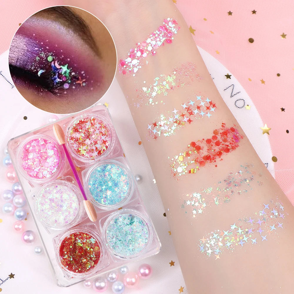 Pastel Eyeshadow Glitter Gel Cream, set of 6