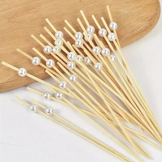 Pearl Decorative Wooden Party Picks
