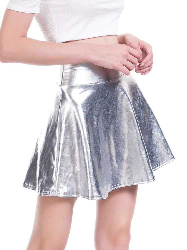 Pink Metallic Pleated Mini Skirt