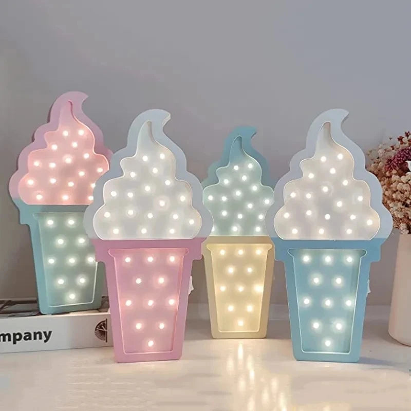 Wooden Ice Cream LED Light