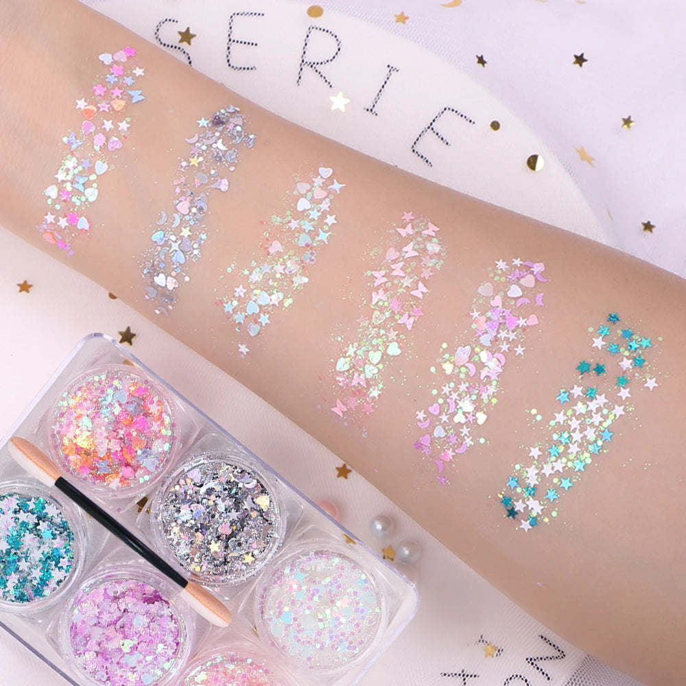 Pastel Eyeshadow Glitter Gel Cream, set of 6