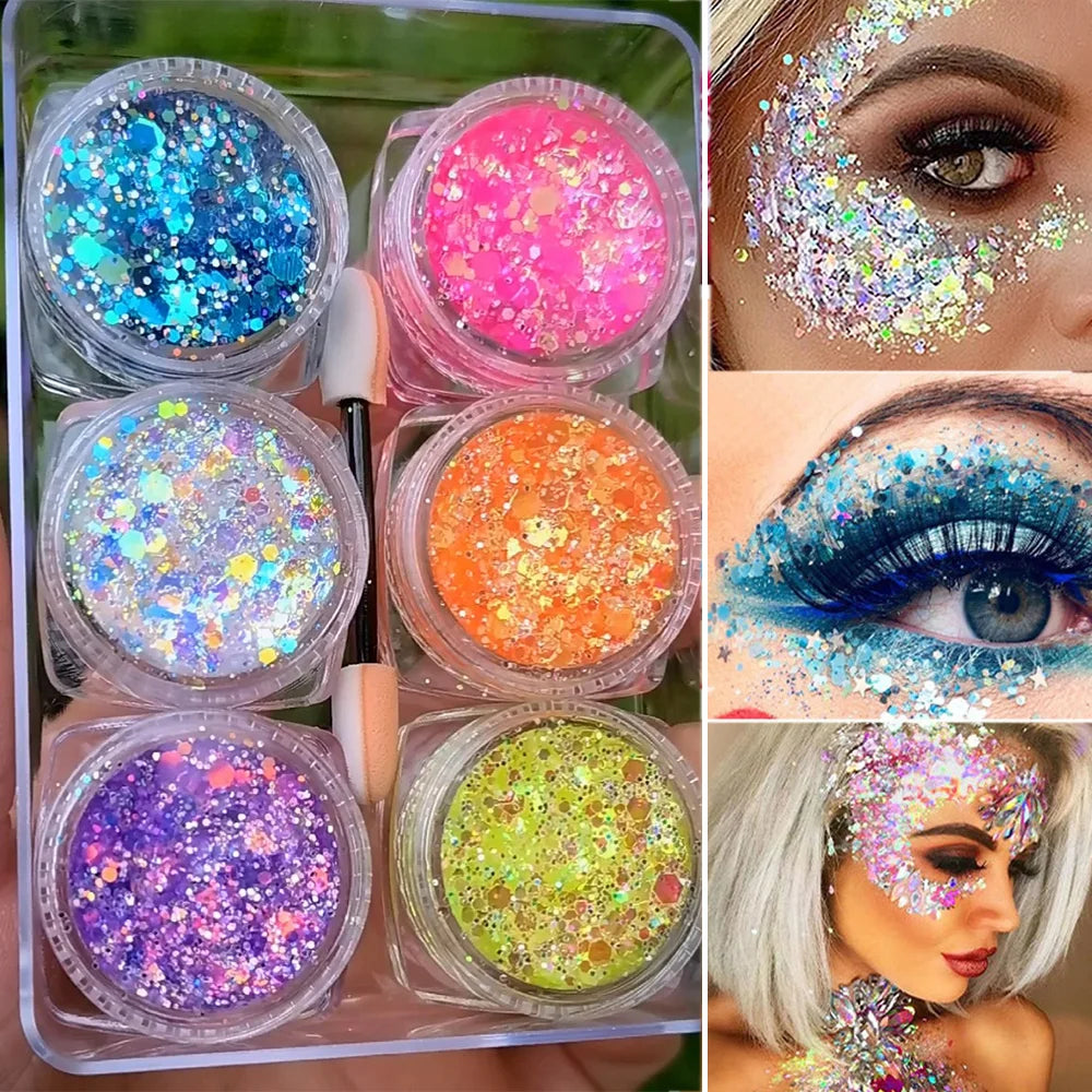 Pastel Eyeshadow Glitter Gel Cream, set of 6