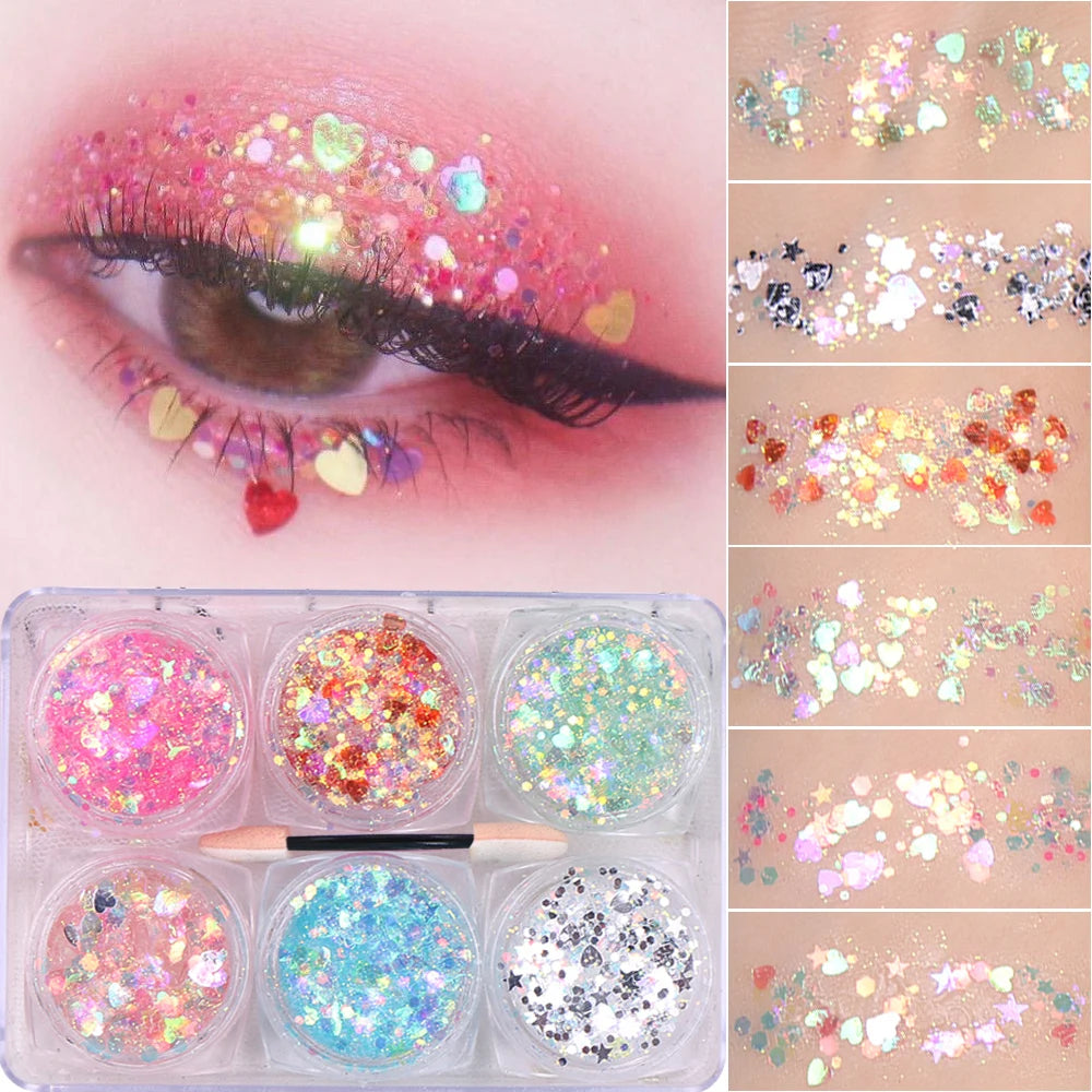 Pastel Eyeshadow Glitter Gel Cream, set of 6