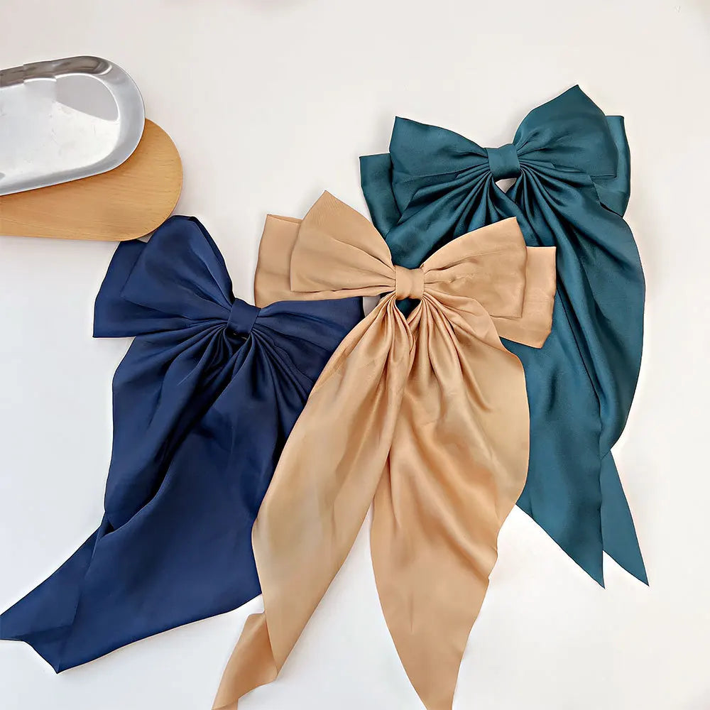 3-Piece Satin Ribbon Hair Clip Set