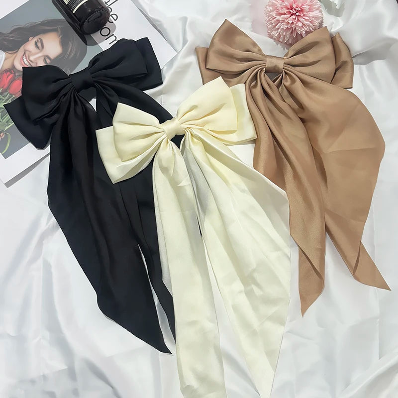 3-Piece Satin Ribbon Hair Clip Set