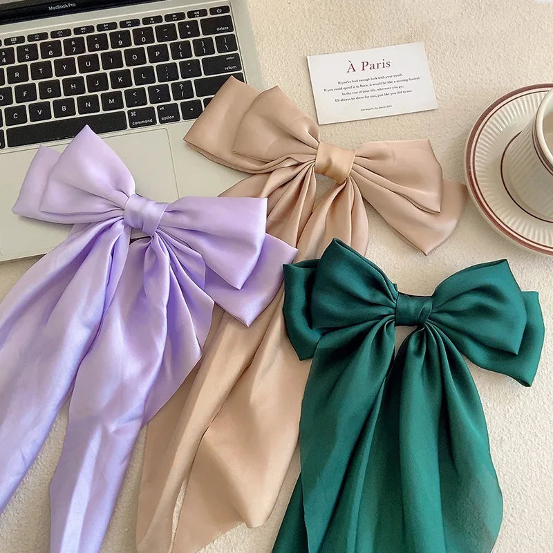 3-Piece Satin Ribbon Hair Clip Set