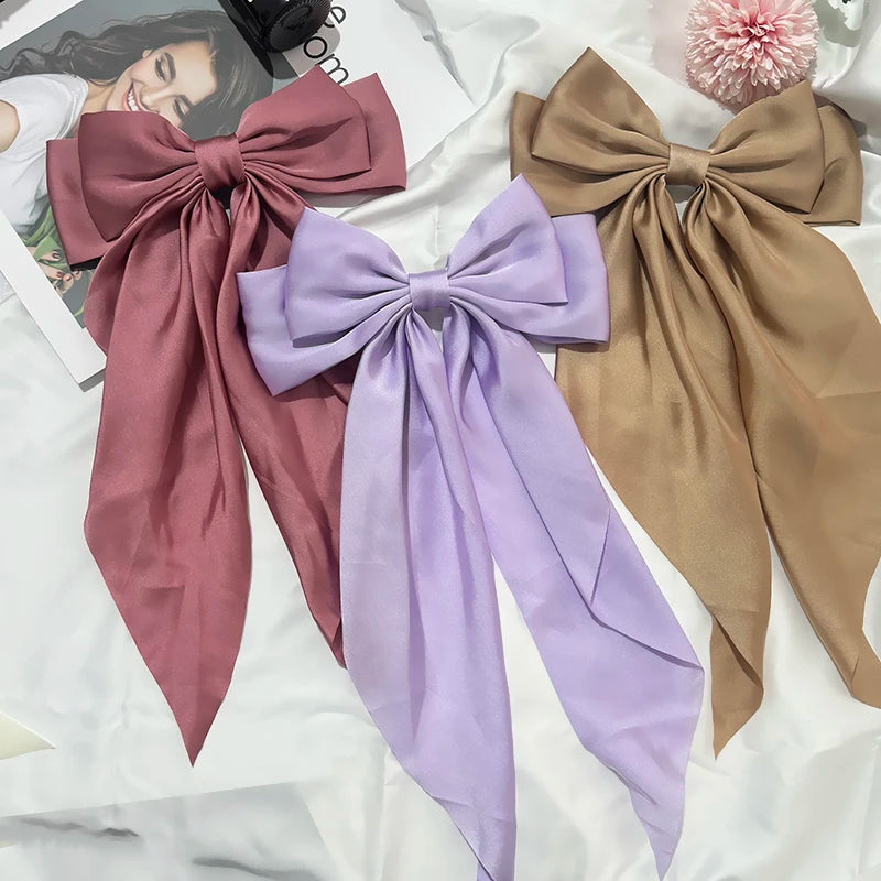 3-Piece Satin Ribbon Hair Clip Set