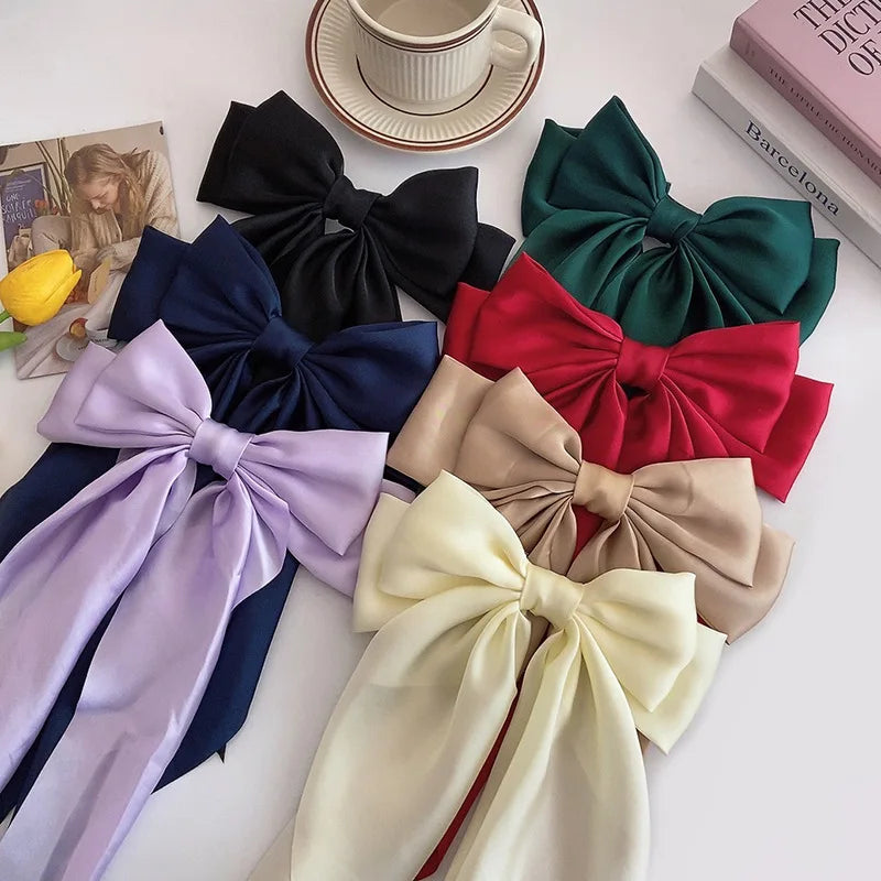 3-Piece Satin Ribbon Hair Clip Set