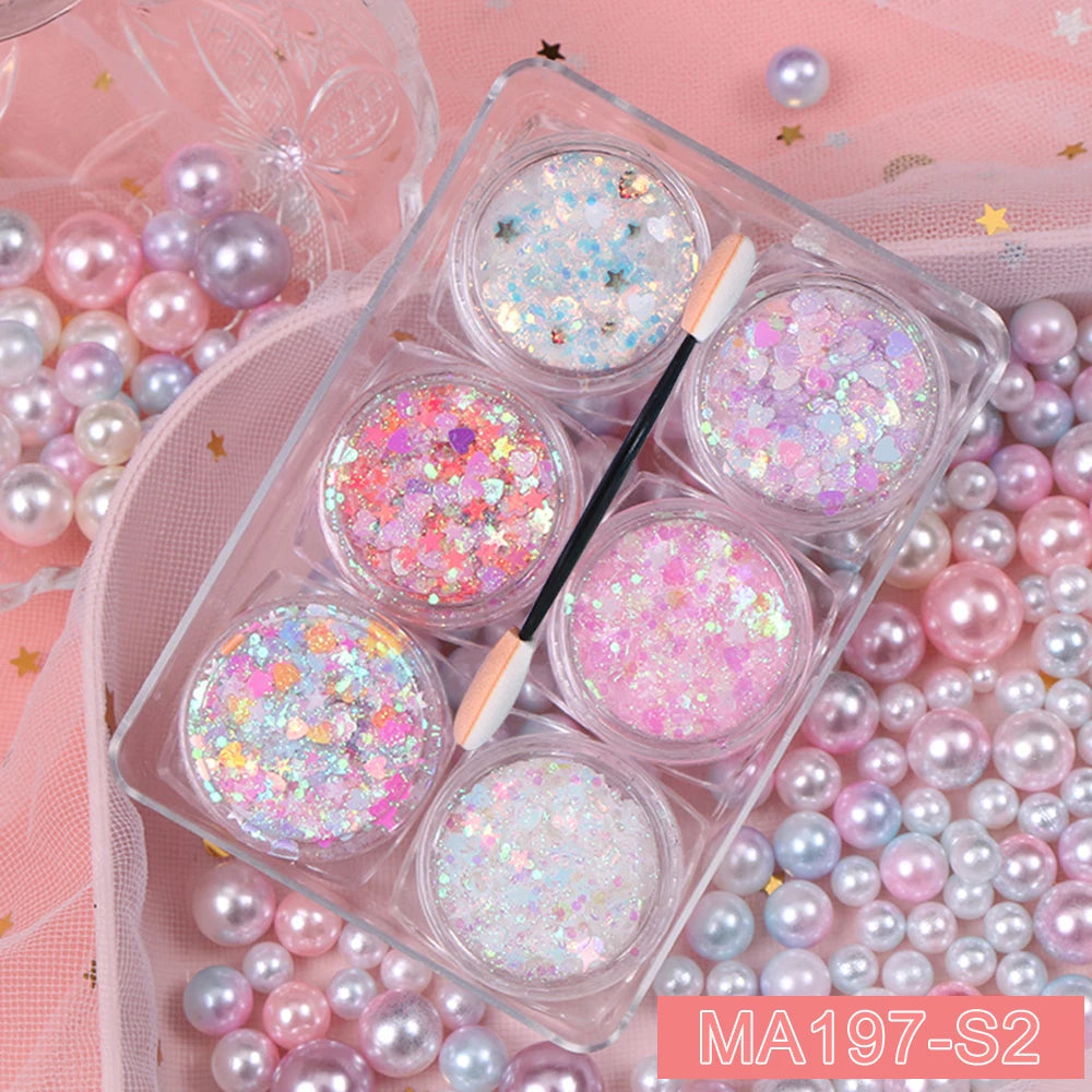 Pastel Eyeshadow Glitter Gel Cream, set of 6