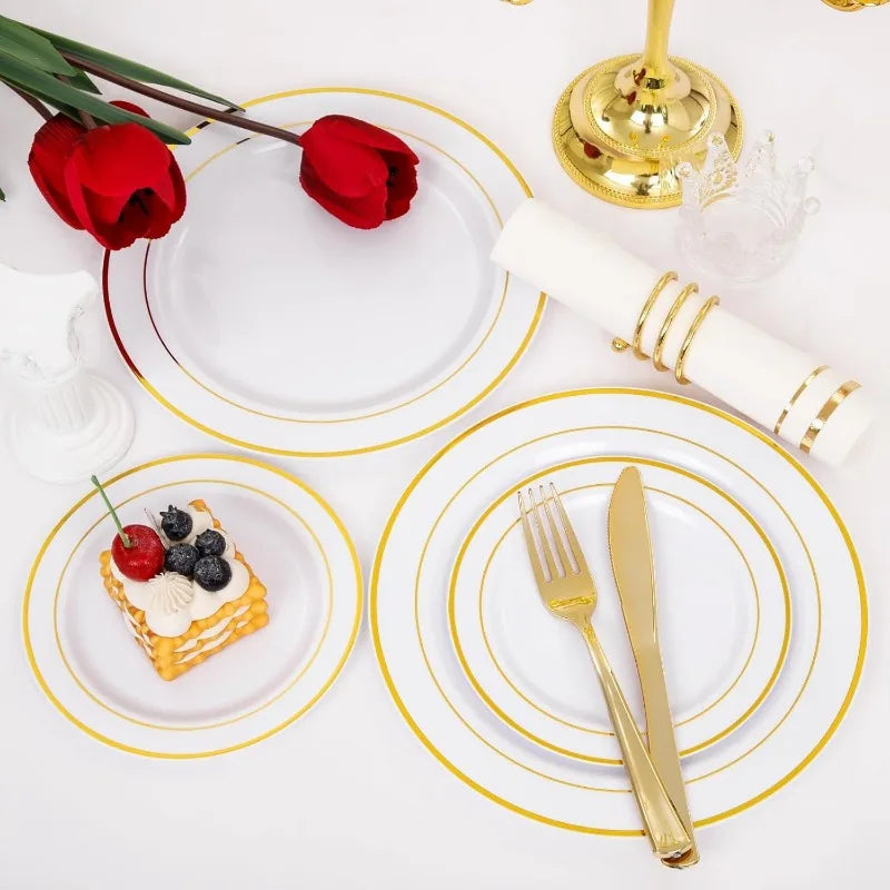 Silver Elegant Disposable Tableware Set for 100 People
