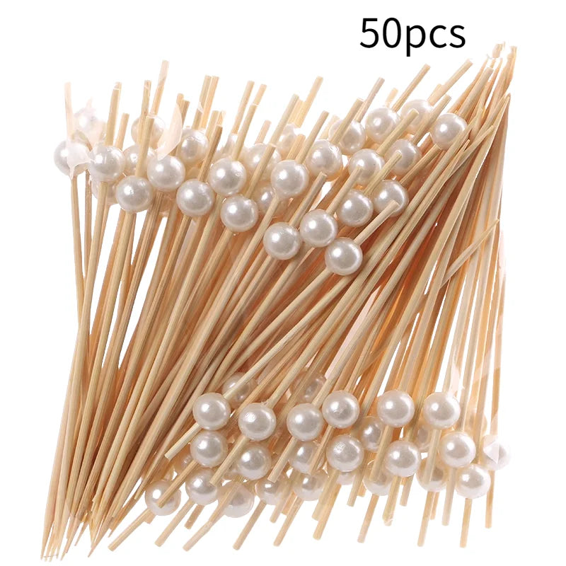 Pearl Decorative Wooden Party Picks