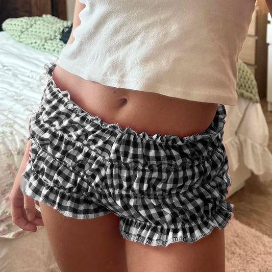 Green Trendy Checkered Bloomer Shorts