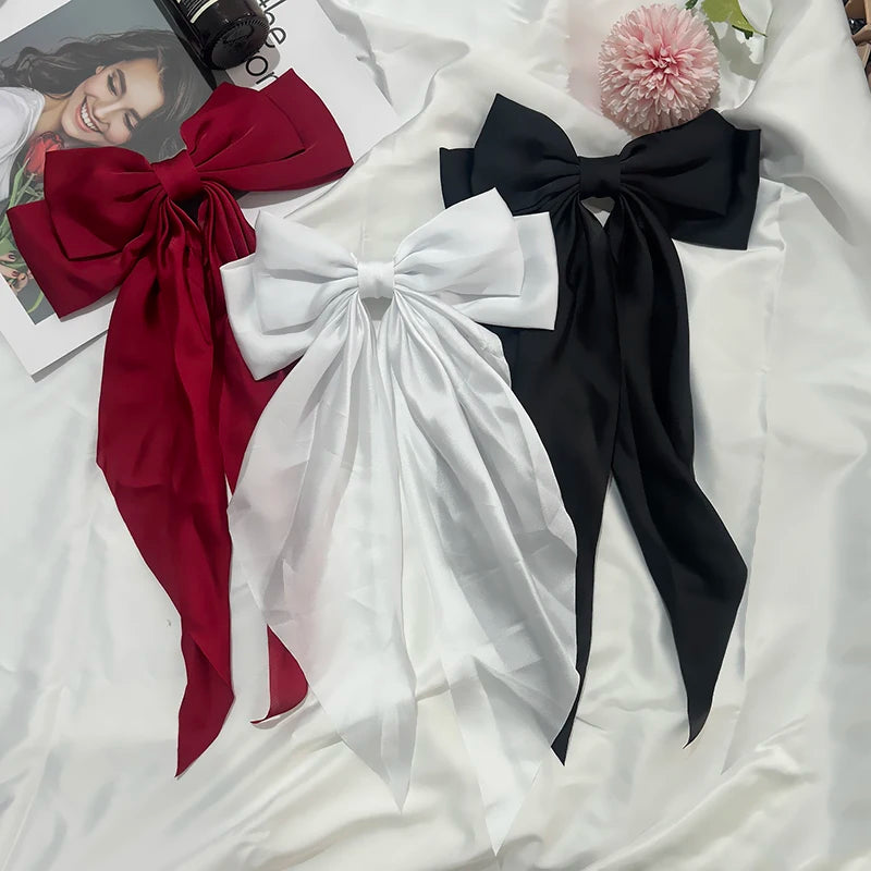 3-Piece Satin Ribbon Hair Clip Set