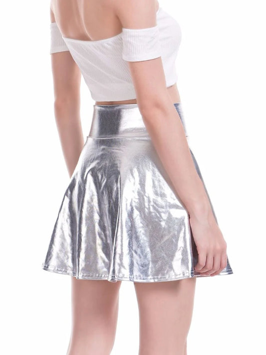 Pink Metallic Pleated Mini Skirt