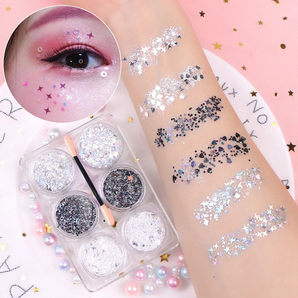 Sporty Eyeshadow Glitter Gel Cream, set of 6