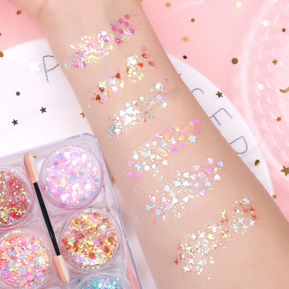 Pastel Eyeshadow Glitter Gel Cream, set of 6