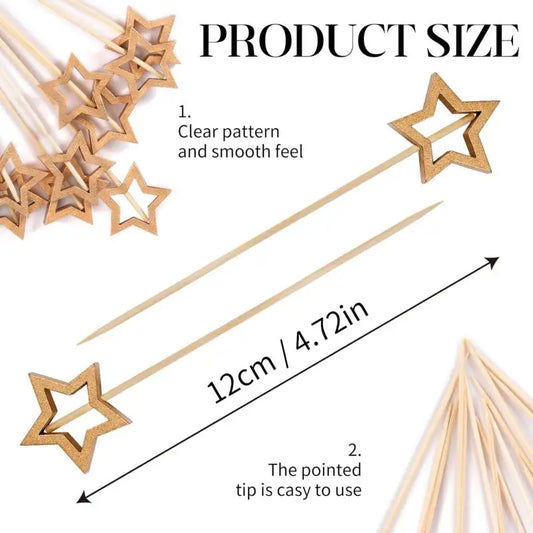 Star Wooden Party Picks โ Set of 50