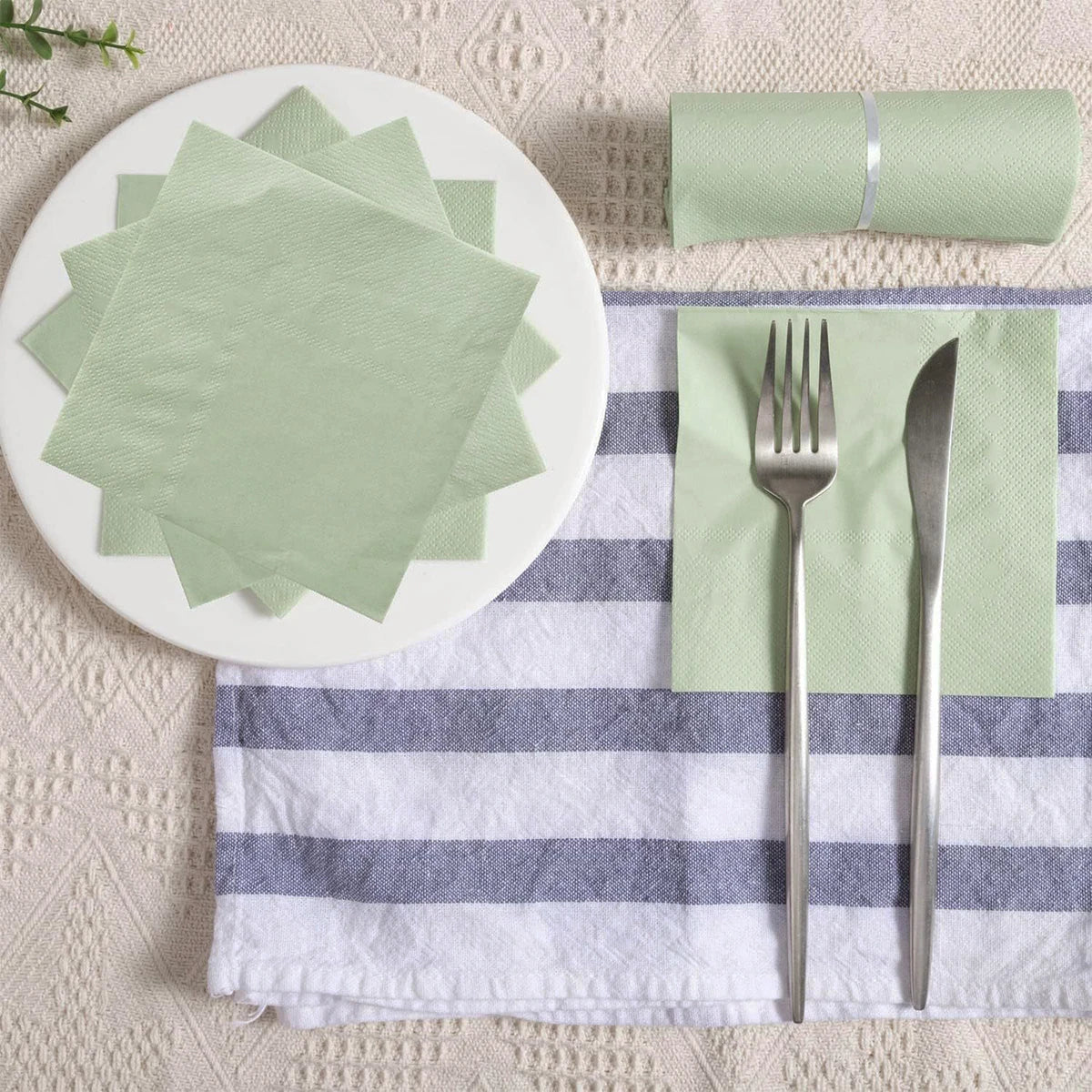 Sage Green Paper Cocktail Napkins (Set of 20)