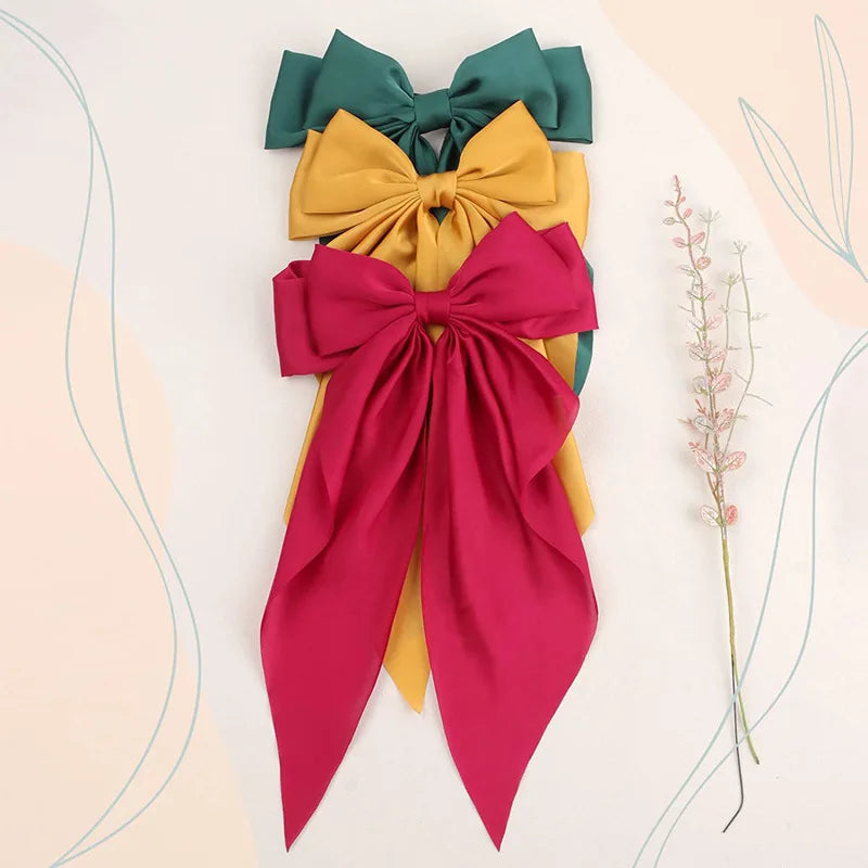 3-Piece Satin Ribbon Hair Clip Set