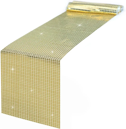 Gold Glitter Sequin Disco Table Runner