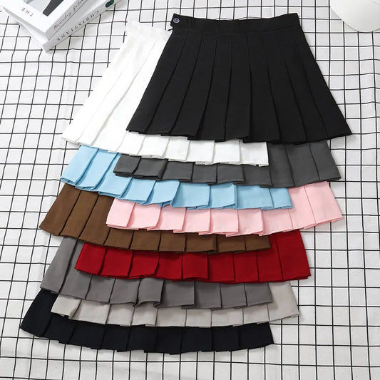 High Waist Pleated Mini Skirt