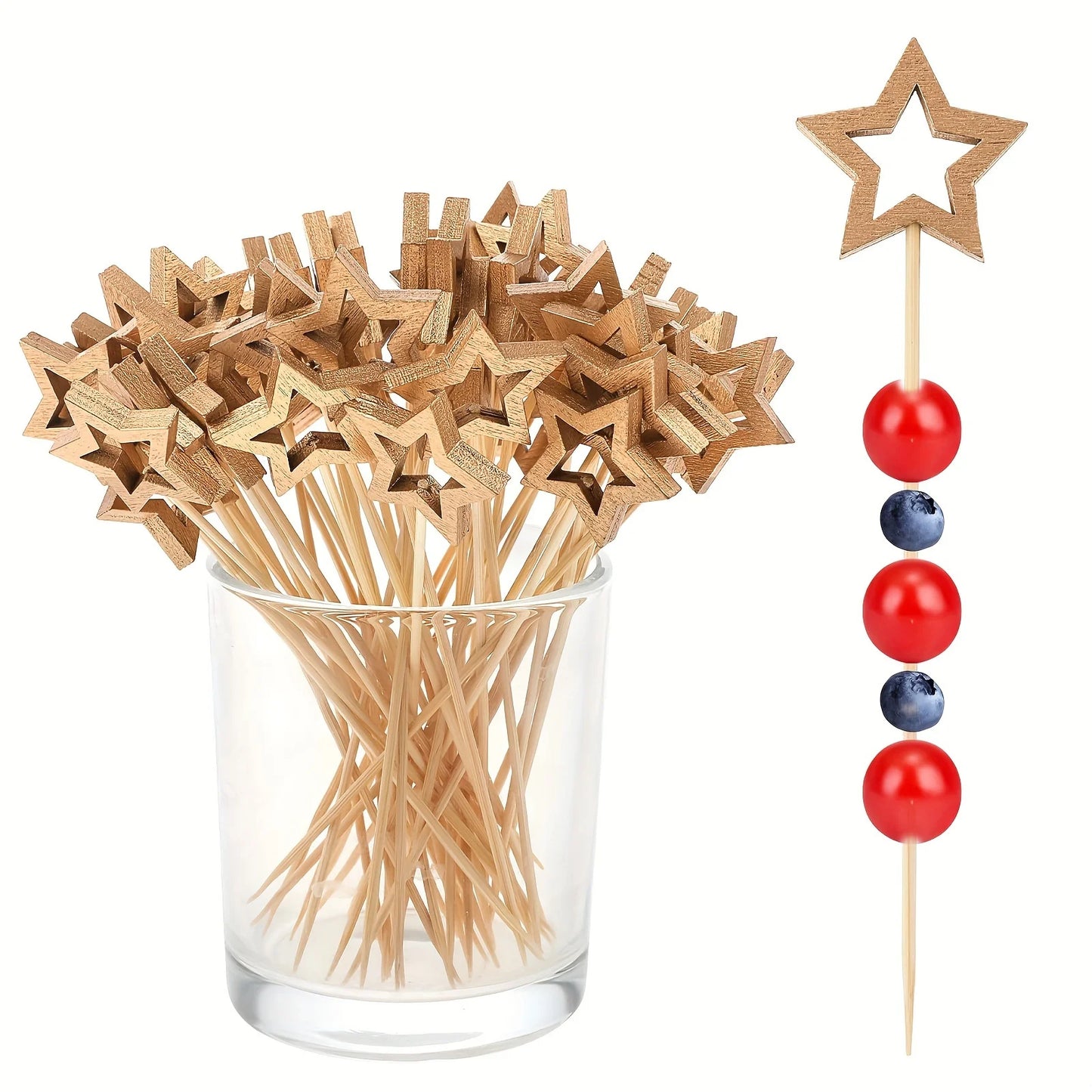 Star Wooden Party Picks – Set of 50