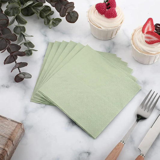 Sage Green Paper Cocktail Napkins (Set of 20)