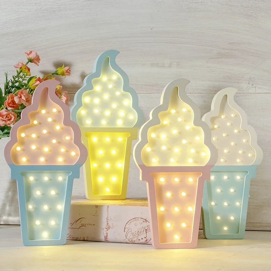 Wooden Ice Cream LED Light